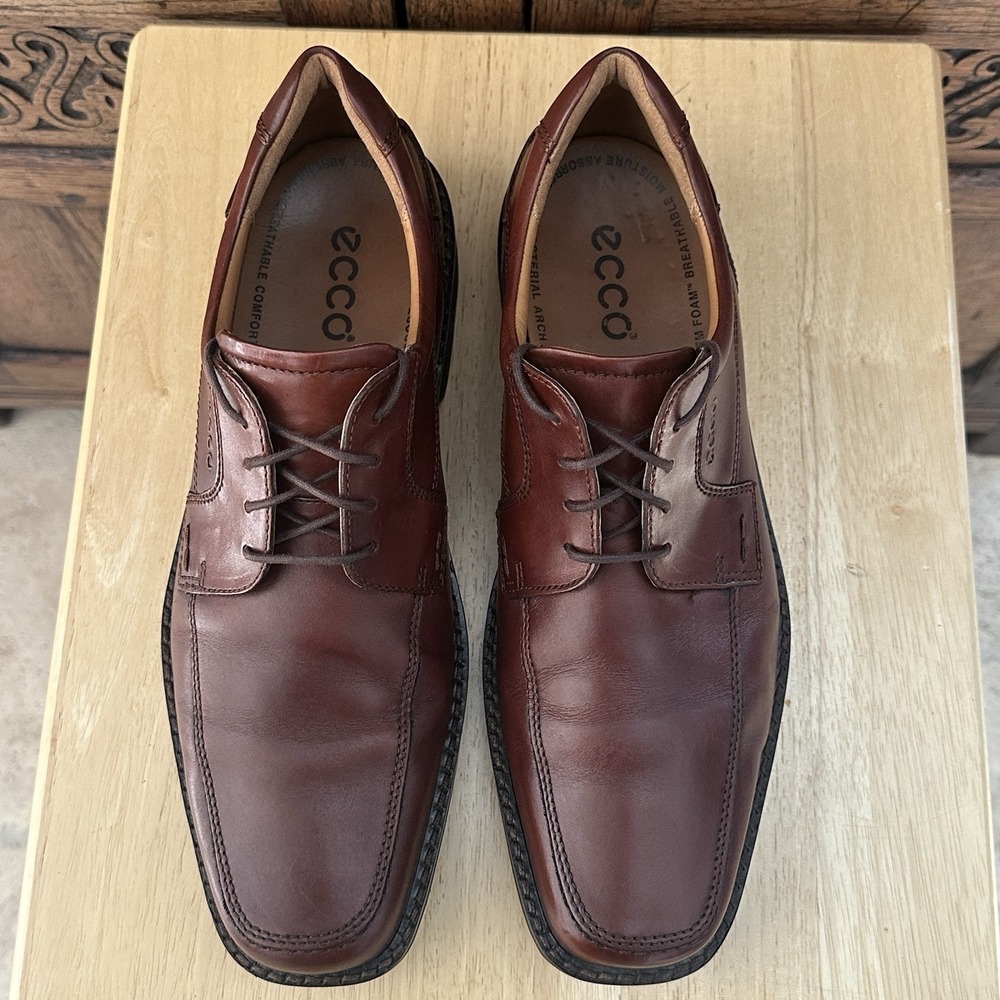ECCO Oxford Shoes Men's Size 13/13.5 US 47 EU Leather Brown Lace Up Dress Office